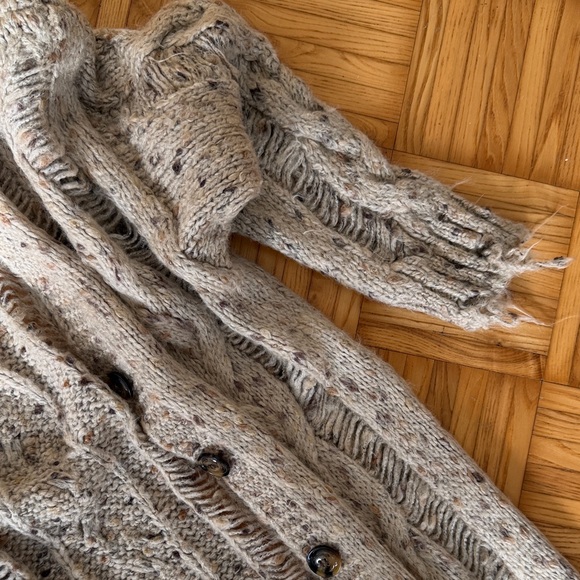 NWT Zara Floor Length Distressed Knit Duster - Picture 3 of 4